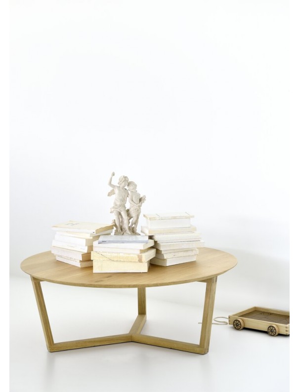 TABLE BASSE TRIPOD EN CHENE VERNI