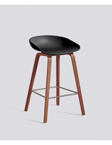 TABOURET DE BAR BAS AAS32 NOYER/NOIR