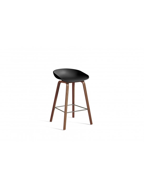 TABOURET DE BAR BAS AAS32 NOYER/NOIR