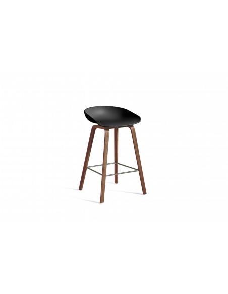 TABOURET DE BAR BAS AAS32 NOYER/NOIR