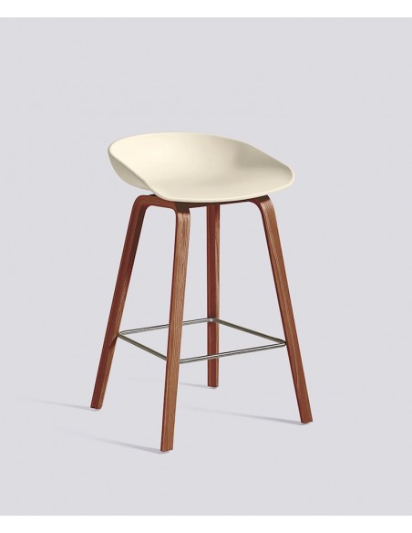 TABOURET DE BAR BAS AAS32 NOYER/CREME