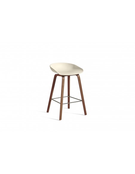 TABOURET DE BAR BAS AAS32 NOYER/CREME