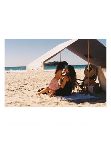 TENTE DE PLAGE PREMIUM RAYEE BLEU MARINE 2