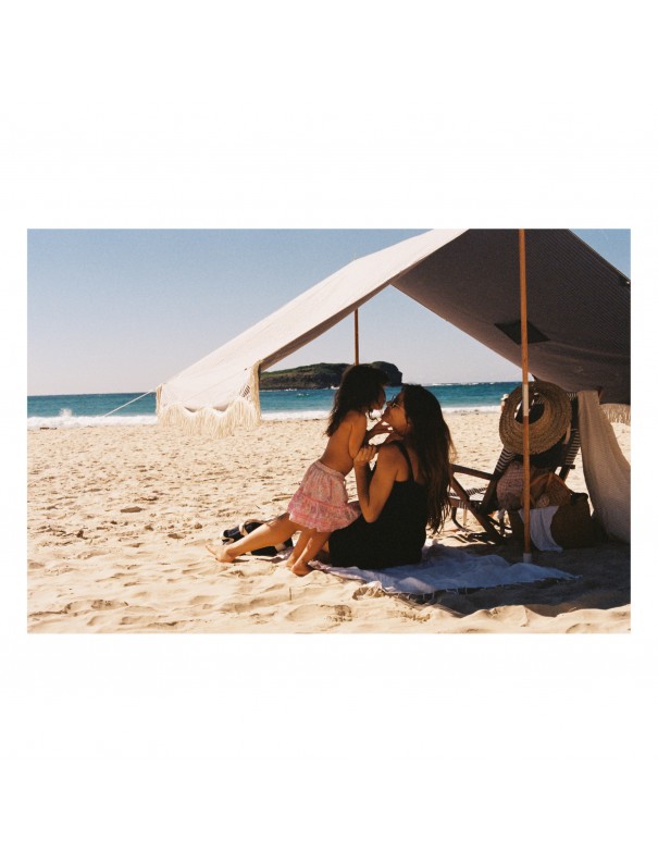 TENTE DE PLAGE PREMIUM RAYEE BLEU MARINE