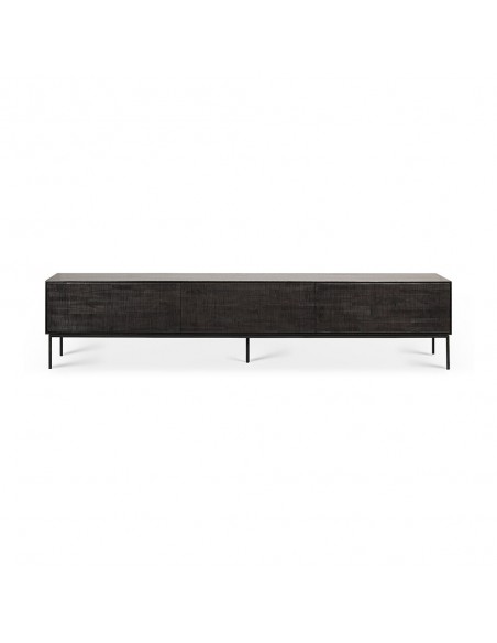 MEUBLE TV GROOVES TECK VERNIS NOIR