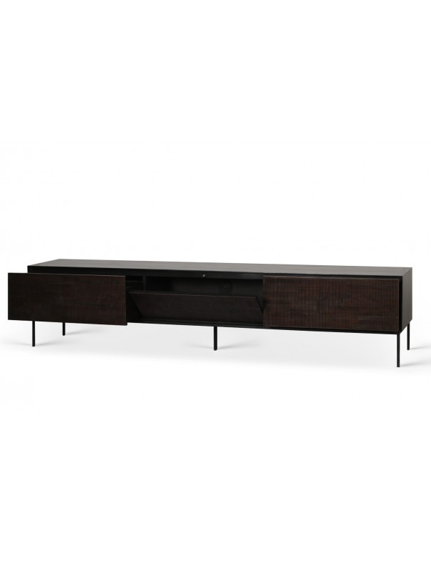 MEUBLE TV GROOVES TECK VERNIS NOIR