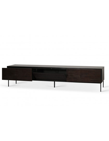 MEUBLE TV GROOVES TECK VERNIS NOIR