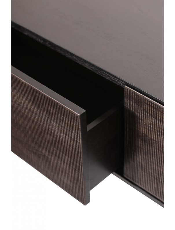 MEUBLE TV GROOVES TECK VERNIS NOIR