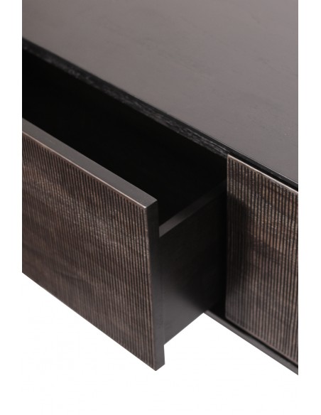 MEUBLE TV GROOVES TECK VERNIS NOIR