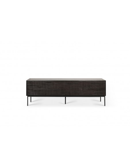 MEUBLE TV GROOVES TECK VERNIS NOIR