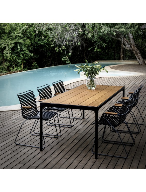 TABLE FOUR ALUMINIUM & BAMBOU 160x90 cm