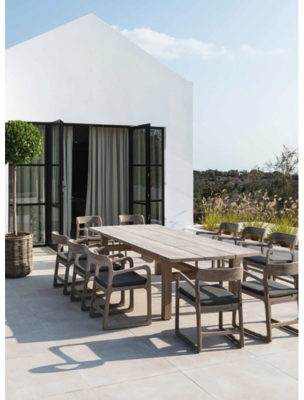 TABLE ABE TECK NATUREL GRIS 285x120x75