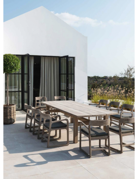 TABLE ABE TECK NATUREL GRIS 285x120x75