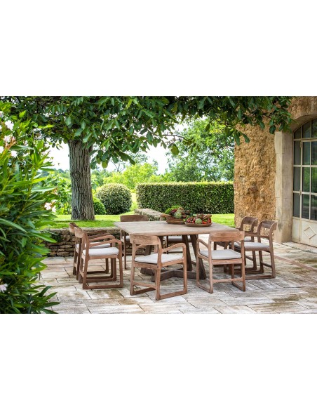 TABLE ABE TECK NATUREL GRIS 285x120x75