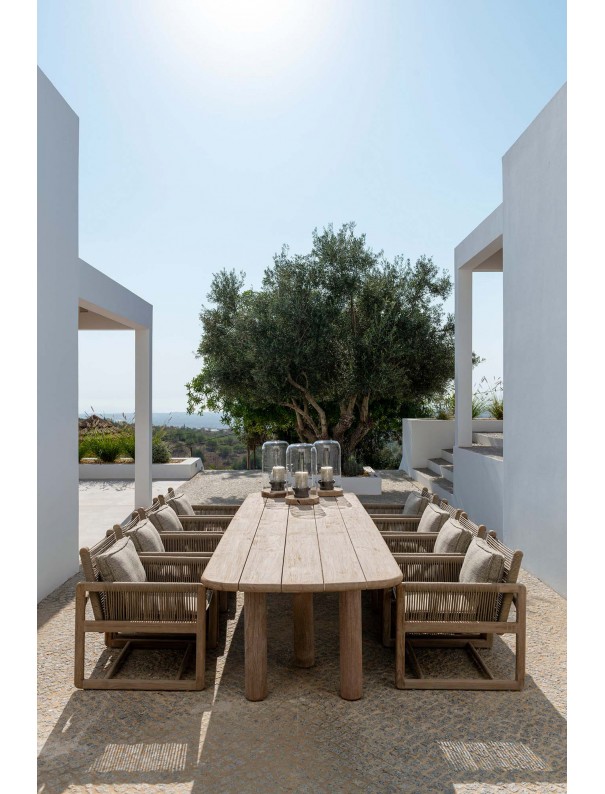 TABLE ABE TECK NATUREL GRIS 285x120x75