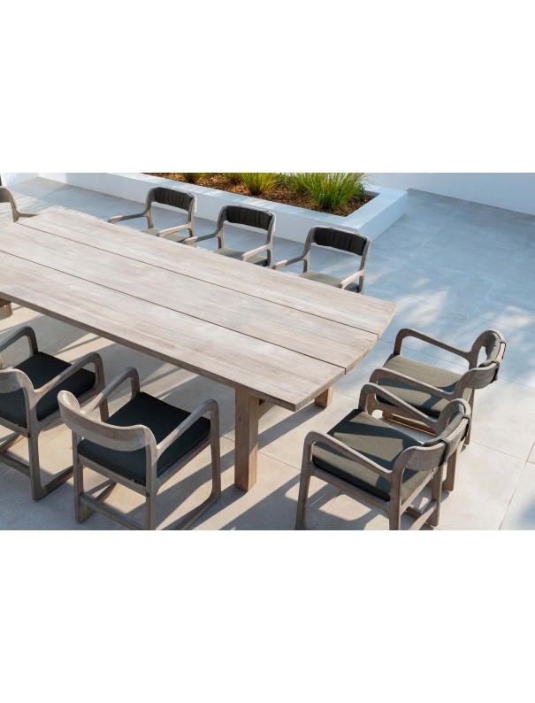 TABLE ABE TECK NATUREL GRIS 285x120x75