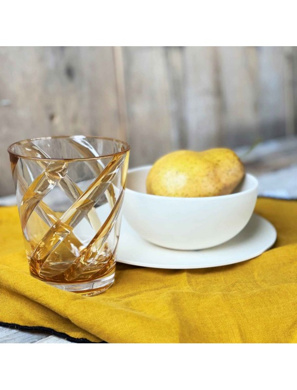 VERRE SPIRALE MOUTARDE