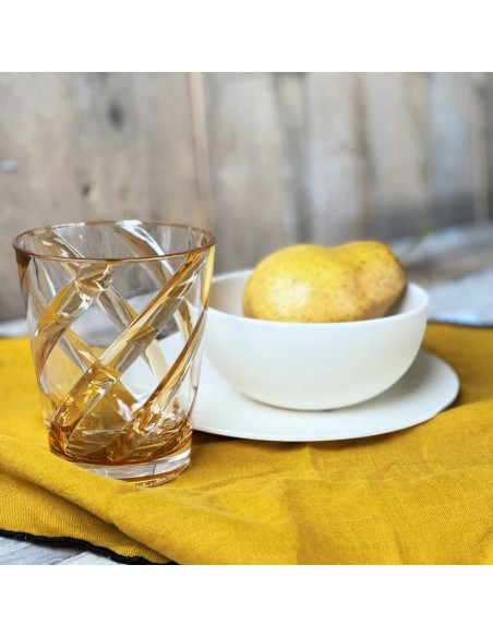 VERRE SPIRALE MOUTARDE