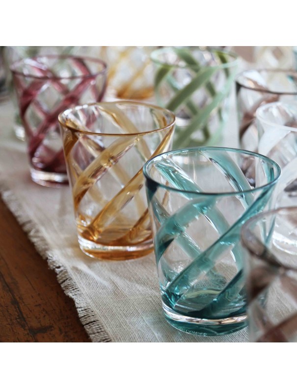 VERRE SPIRALE MOUTARDE